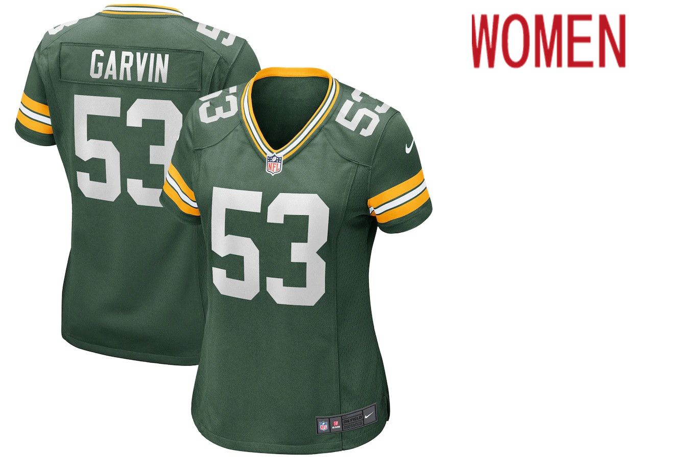 Women Green Bay Packers #53 Jonathan Garvin Nike Green Game NFL Jersey